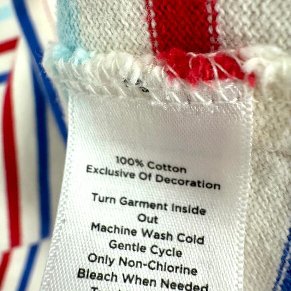 Talbots Sz Medium Red White Blue Patriotic Blouse Shirt Top Summer Artsy Mature - Picture 4 of 5